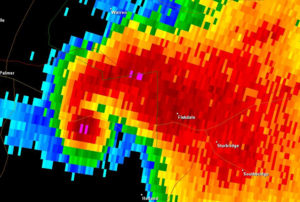 image of tornado on doppler radar
