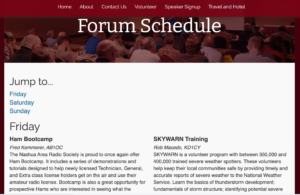 Screenshot of HamXposition forum schedule page