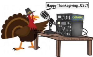 cartoon turkey operating ham radio station