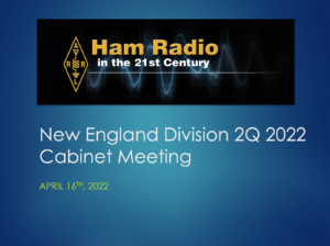 ARRL New England Division Cabinet Meeting April 16, 2022 screenshot
