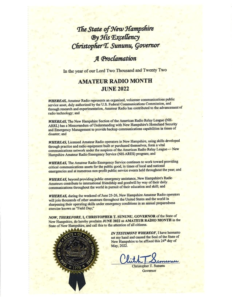 NH Amateur Radio Proclamation of Amateur Radio Month