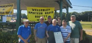 Wellesley ARS gang posed with Amateur Radio Day Proclamation