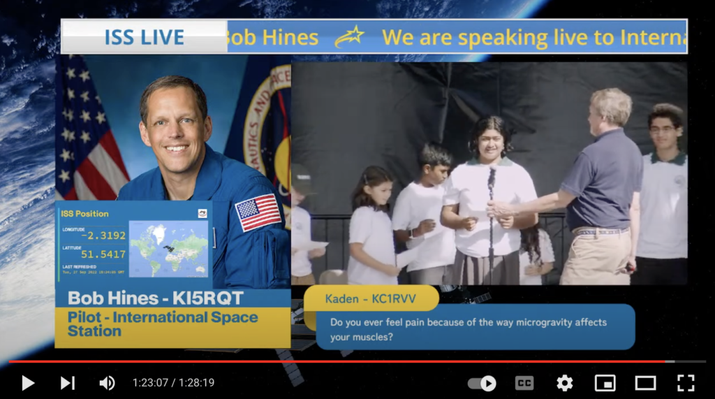 screenshot from ARISS contact