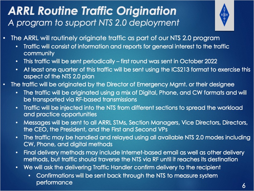NTS 2.0 Project - ARRL Routine Traffic Origination