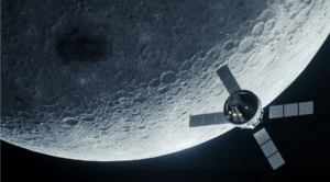 An illustration of the Orion spacecraft in orbit around the moon. (Image credit: Lockheed Martin) 