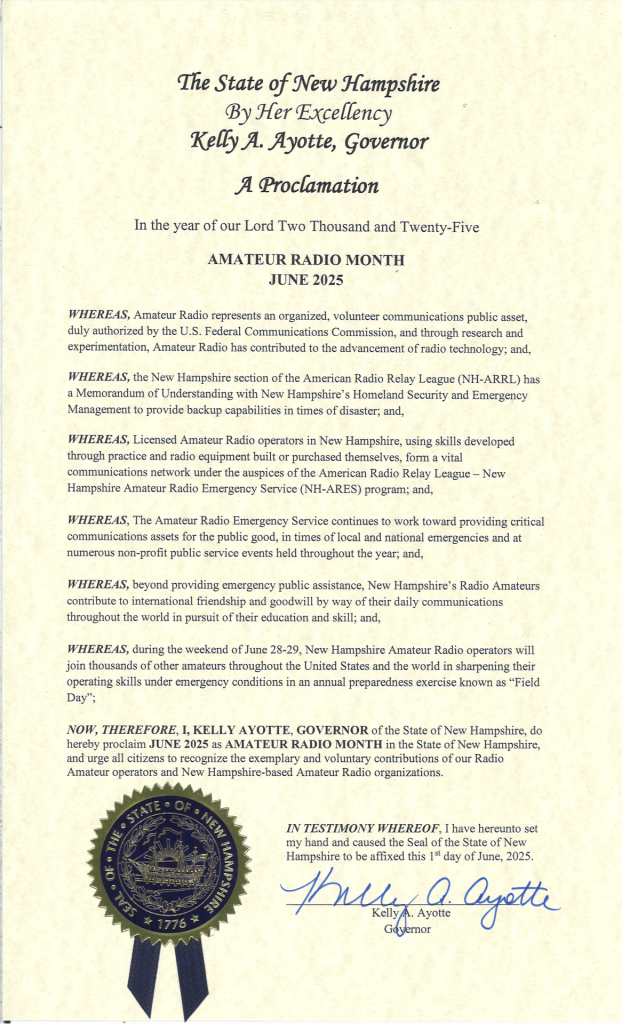 NH Amateur Radio Proclamation 2025