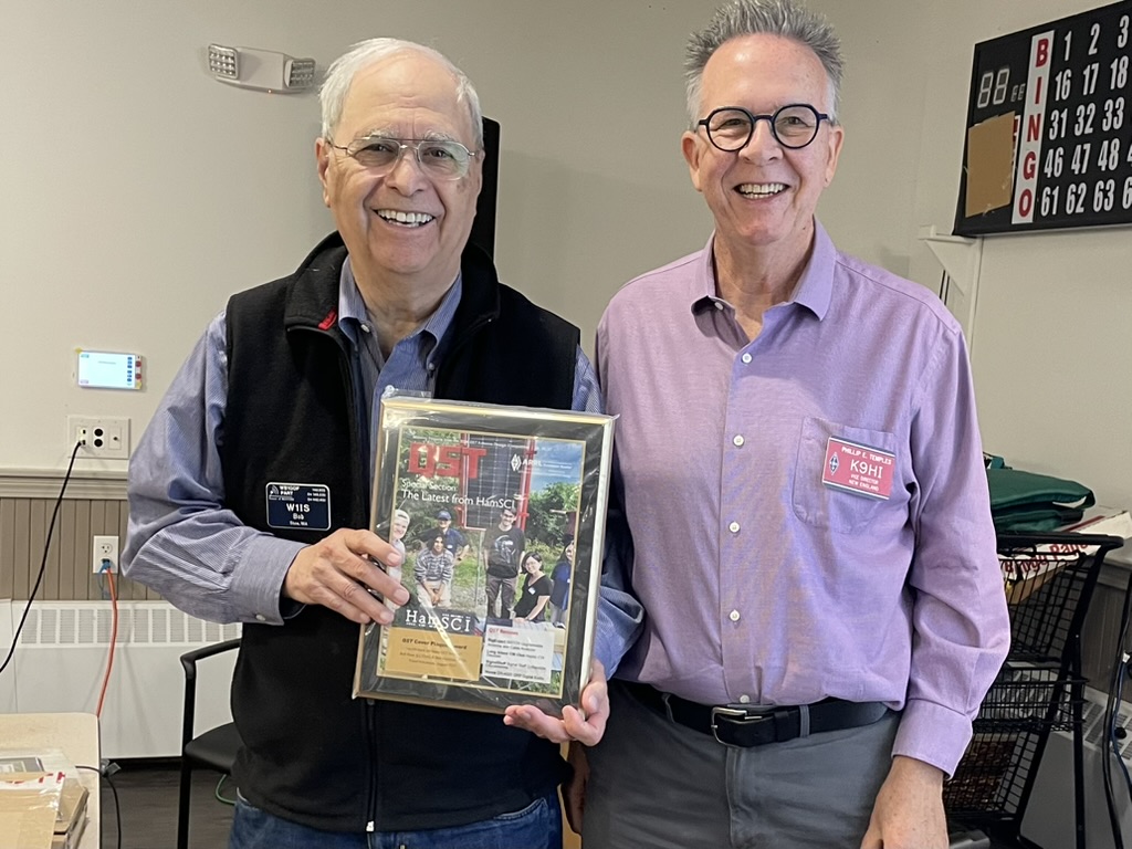 W1IS receives QST Coverr Plaque Award from K9HI